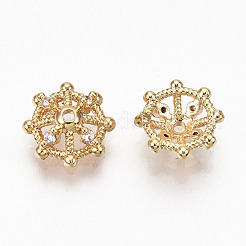 Латунные микропейв прозрачные кубические циркониевые колпачки для бусинок KK-N231-209-NF