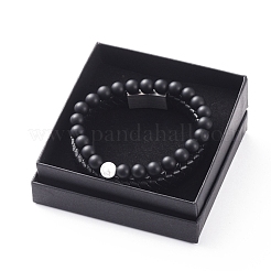 Conjuntos de pulseras elásticas unisex y pulseras de cordón de cuero&nbsp;BJEW-JB04895-03