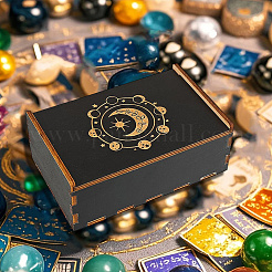 Прямоугольные гравированные фанерные деревянные коробки для хранения таро с раздвижной крышкой CON-WH20008-10A