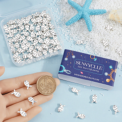 100 шт. бусины из сплава рыбы в тибетском стиле&nbsp;TIBEB-SC0001-34