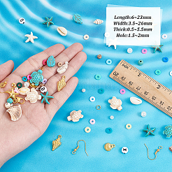 Kits para hacer aretes colgantes de concha natural y turquesa sintética&nbsp;DIY-PH0023-57