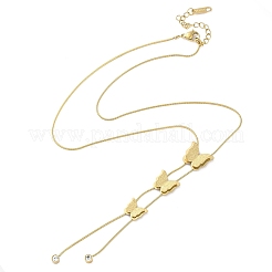 Collane a laccio con farfalla e catena a serpente rotonda in cristallo e strass in acciaio inossidabile 304 per le donne&nbsp;NJEW-G141-01G