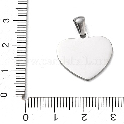 304ステンレスペンダント  ハートチャーム  刻印ブランクタグミラー研磨  ステンレス鋼色  19x20x1.5mm  穴：5x3mm&nbsp;SA-CBAF1D5-03P