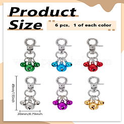 6 шт. 6 цвета латунные подвески-колокольчики украшения&nbsp;KEYC-LP0001-47