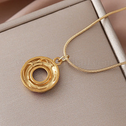 Colliers pendentifs vintage en acier inoxydable 304 émaillé en forme de donut pour femmes&nbsp;NP5557