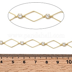 Цепи ручной работы из латуни с прозрачными кубическими циркониями в форме ромба CHC-G027-01LG