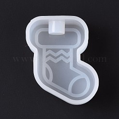 DIYクリスマスソックスシリコンモールド  アイスクリームのために  レジンクラフト作り  ホワイト  54x47x23mm  穴：10mm&nbsp;DIY-G058-F03