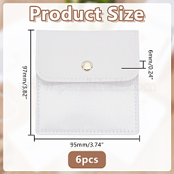 6 шт. конверты для ювелирных изделий из искусственной кожи ПВХ с кнопкой&nbsp;ABAG-WH0039-49A