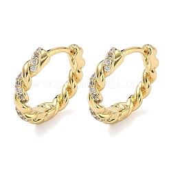 Boucles d'oreilles créoles en laiton zircon cubique micro pavé&nbsp;EJEW-C182-05B-G