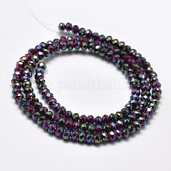 Trefoli sfaccettati con perline in vetro placcato placcato arcobaleno mezzo rondelle&nbsp;X-EGLA-J134-3x2mm-HR29