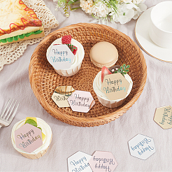 21 pièce de décoration de carte d'insertion de cupcake d'anniversaire en acrylique effet miroir 3 couleurs&nbsp;AJEW-SP0001-67B
