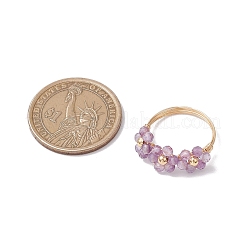 Природные палец кольца аметист RJEW-TA00198-02