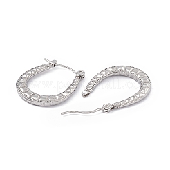 変色しない304ステンレススチール製女性用馬蹄フープピアス  ステンレス鋼色  23.5x19x2.5mm  ピン：0.7mm&nbsp;EJEW-B018-05P