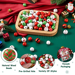 9 стиль расписные рождественские бусины из натурального дерева WOOD-CD0001-35