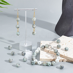 3 нити бусин из натуральной кунжутной яшмы/киви-яшмы G-NB0004-02