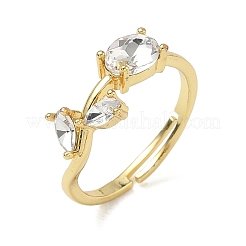 Anillos ajustables de latón y vidrio con forma de flor&nbsp;GL-CBA18A7-01G-04