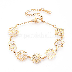 Armbänder aus Messing mit Chakra-Symbolen für Damen&nbsp;BJEW-N039-01G