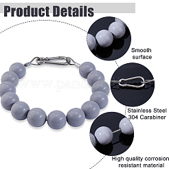 Застежки для ключей из ПВХ с бусинами из нержавеющей стали 304&nbsp;FIND-WH0199-331