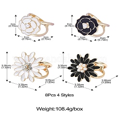 8 шт. 4 стиля гвоздика и маргаритка золотистый сплав эмалированное кольцо пряжка для шарфа&nbsp;AJEW-CJ0001-33