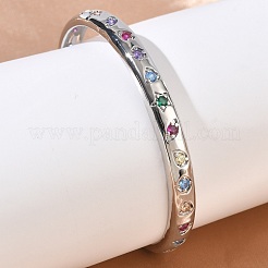 Bracelets de manchette en laiton avec micro pavé de zircone cubique pour femmes&nbsp;BJEW-A172-02P
