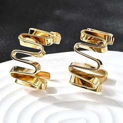 Серьги-гвоздики из нержавеющей стали 304 в форме буквы С с подвеской-складкой&nbsp;EJEW-D315-01G