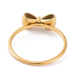 Anello da dito con fiocco in acciaio inossidabile 304 con placcatura sotto vuoto in PVD per donna&nbsp;RJEW-C086-01-G