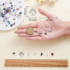 DIYの宝石イヤリング作成キット  天然蛍石＆アメジスト＆インディアンチップビーズを含む  合金ツリーペンダント  真鍮のピアスフック&nbsp;DIY-SZ0009-49