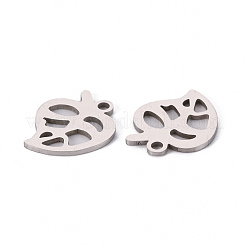 変色しない201ステンレススチールペンダント  レーザーカットペンダント  葉  ステンレス鋼色  15x13x1mm  穴：1.6mm&nbsp;STAS-S110-079P