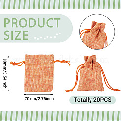 20 шт. прямоугольные мешочки из полиэстера с имитацией мешковины&nbsp;ABAG-TA0001-96B