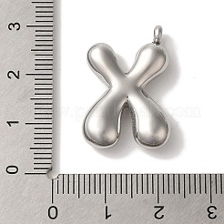 変色しない304ステンレススチールペンダント  バルーンレターチャーム  ステンレス鋼色  文字x  25.5x17x6mm  穴：2mm&nbsp;STAS-M017-08P-24