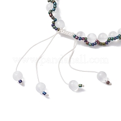 Круглые браслеты из плетеного бисера из натурального селенита BJEW-JB10363