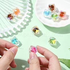 10 шт. двухцветные радужные переливающиеся акриловые бусины с УФ-покрытием&nbsp;TACR-YW0002-33A