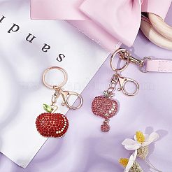 2 шт. 2-х цветные брелки в форме яблока со стразами KEYC-CA0001-32
