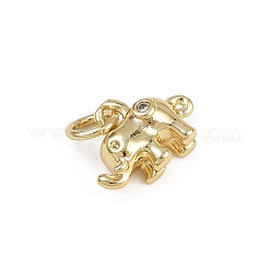Ciondoli a forma di elefante in ottone con micro pavé di zirconi cubici&nbsp;KK-D409-41G-C