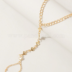 合金チャームミトンブレスレット  女性用カーブチェーンブレスレット  ハート  ゴールドカラー  7-1/8インチ（18cm）&nbsp;WG00B84-01