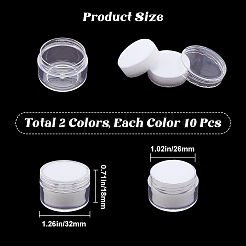 20 шт. 2-цветная круглая прозрачная пластиковая коробка для хранения россыпных бриллиантов CON-GF0001-15B