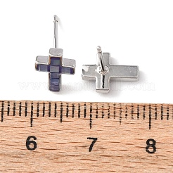 Серьги-гвоздики с латунной эмалью в форме креста&nbsp;EJEW-I322-03P