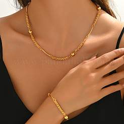 Комплекты цепочек и браслетов из латунных круглых бусин для женских вечеринок CT1854