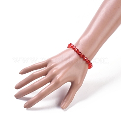 ファセット付きガラスビーズストレッチブレスレット  ガラスシードビーズで  ミックスカラー  1-3/4インチ（4.6cm）&nbsp;BJEW-JB05007-M