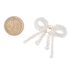 3 шт. бант из стеклянных бусин с подвесками в виде сердечек&nbsp;PALLOY-MZ01162