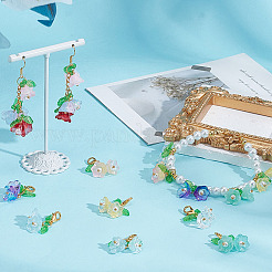 18 pièce 9 couleurs de décorations suspendues en verre et acrylique en forme de muguet&nbsp;HJEW-GO00105