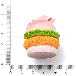 不透明な樹脂模倣食品カボション  花を添えたフライドチキンサンドイッチ  ピンク  37x32~33mm&nbsp;RESI-K029-06B