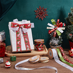 8 Rolle 8 Stile Weihnachts bedrucktes Polyester-Satinband&nbsp;SRIB-PH0001-47