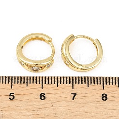 Серьги-кольца из прозрачного кубического циркония с микропаве из латуни.&nbsp;EJEW-D348-19G