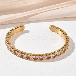 Bracelets manchettes en acier inoxydable 304 et zircon cubique pour femmes&nbsp;BJEW-T031-01A