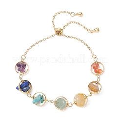 Chakra-Armbänder mit Messingring&nbsp;BJEW-TA00717-01