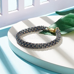 Браслет из стеклянных бусин с латунными магнитными застежками&nbsp;BJEW-JB07801-01