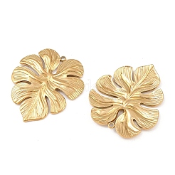 304ステンレスペンダント  葉  カドミウムフリー＆ニッケルフリー＆鉛フリー  イオンプレーティング（ip）  18KGP本金メッキ  38x33x2.5mm  穴：1.5mm&nbsp;STAS-P424-05G