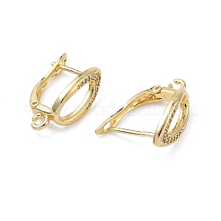 Фурнитура для сережек-колец в форме капли с микропаве из прозрачных кубических цирконий из латуни&nbsp;KK-Z143-08G