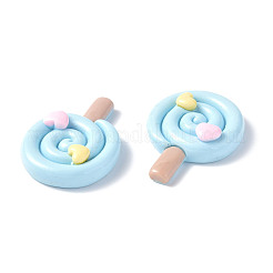 オペーク樹脂カボション  心のロリポップ  空色  34.5x26x8.5mm&nbsp;CRES-P023-03E